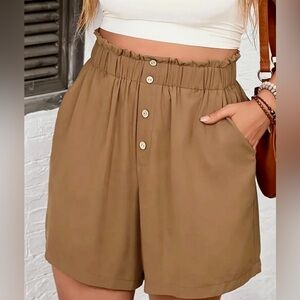 Women's Tan High-Waisted Shorts Size 4X Never Worn